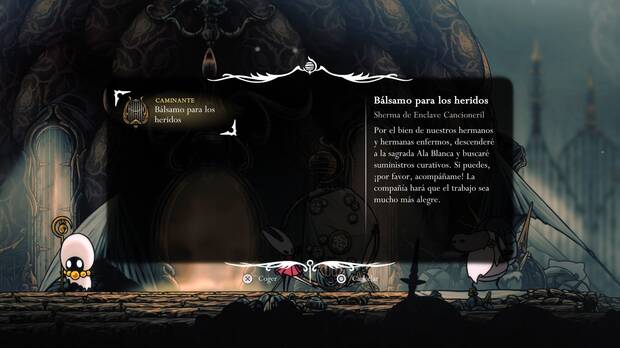 Hollow Knight Silksong - Dónde se desbloquea la misión Bálsamo para los heridos
