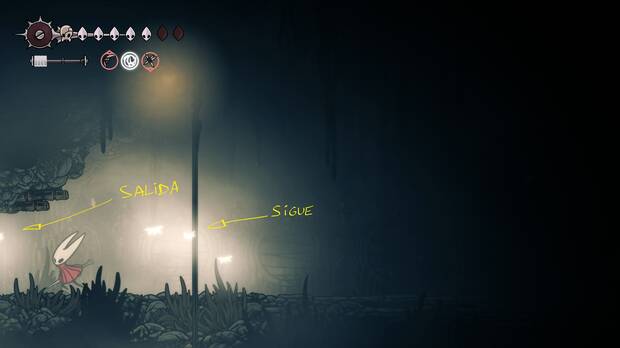 Hollow Knight Silksong - Seguir a las mariposas blancas en la niebla para salir