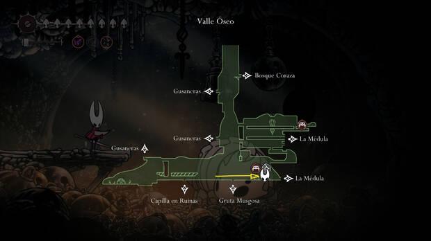 Hollow Knight Silksong - Ubicación en el mapa de la vía campana 01