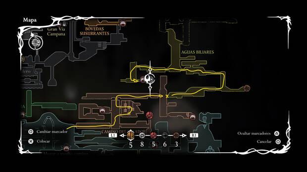 Hollow Knight Silksong - Ubicación en el mapa de la vía campana 11