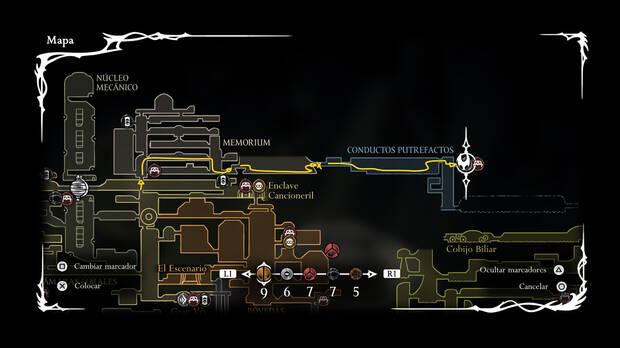 Hollow Knight Silksong - Ubicación en el mapa de la vía campana 12