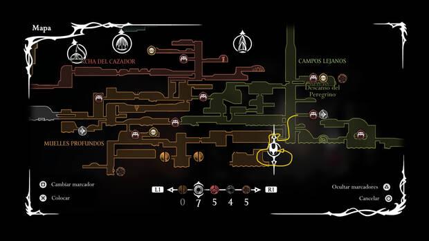 Hollow Knight Silksong - Ubicación en el mapa del fragmento de carrete 12