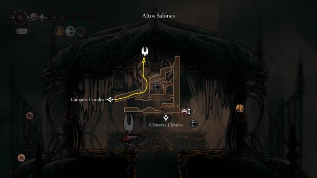 Hollow Knight Silksong - Ubicación en el mapa del fragmento de carrete 15