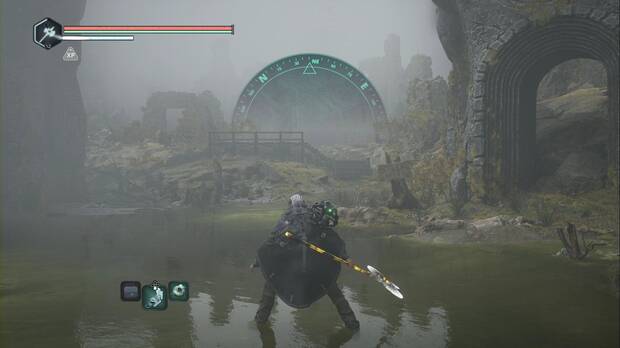 Hell is Us - Llanura de la Bruma, escaleras de madera por las que salir del río