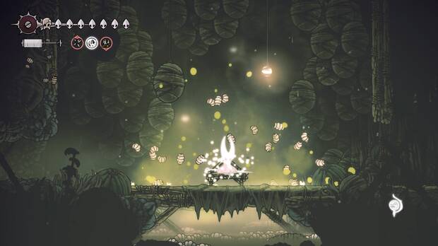 Hollow Knight Silksong - Curar el estado tóxico de veneno de gusanos sentándose en un banco