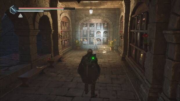 Hell is Us - Jeljin, mujer asustada en la zona de los nichos del cementerio