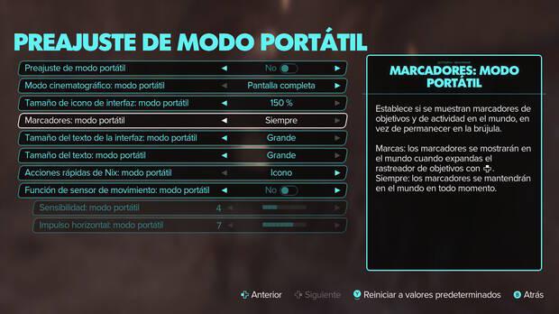El modo port�til permite ajustes espec�ficos en funci�n de nuestras preferencias.