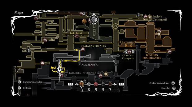 Hollow Knight Silksong - Ubicación en el mapa de Cilindro de salmo 03