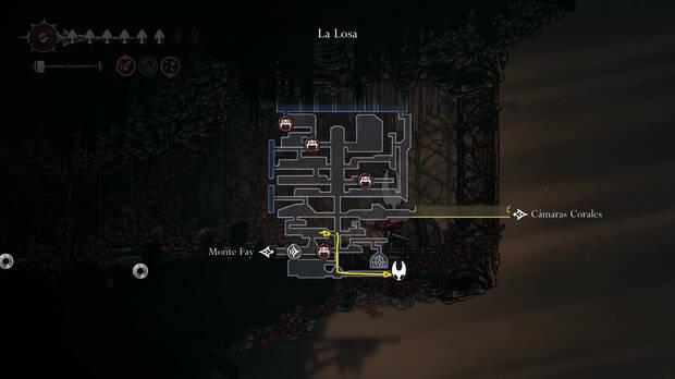 Hollow Knight Silksong - Ubicación en el mapa de la Efigie de Tejedora 02