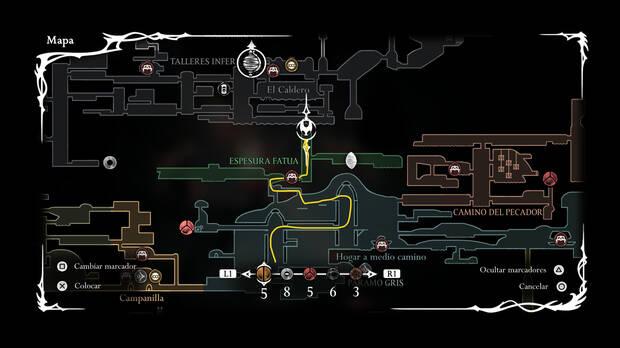 Hollow Knight Silksong - Ubicación en el mapa de Pergamino óseo 04