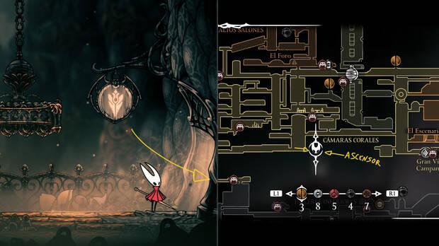 Hollow Knight Silksong - Localización del ascensor que te permite entrar en la zona del Ala Blanca