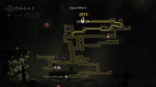 Hollow Knight Silksong - Localización en el mapa del jefe final Groal el Grande