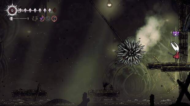 Hollow Knight Silksong - Lugar para evitar la bola de pinchos durante la batalla del jefe final Groal el Grande
