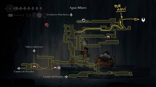 Hollow Knight Silksong - Localización en el mapa del Shakra en la misión Final del camino
