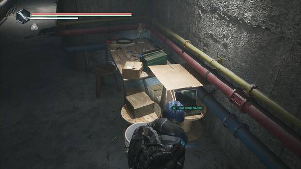 Hell is Us - El Museo de Auriga, ordenador oculto en una caja en la zona de la escalera de mano tras la puerta roja del B2