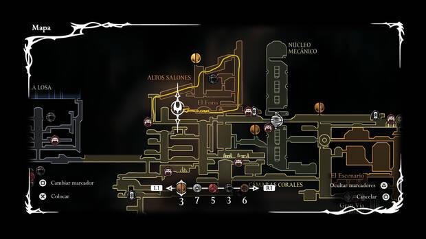 Hollow Knight Silksong - Recorrido en el mapa para completar la misión Melodía de los Directores