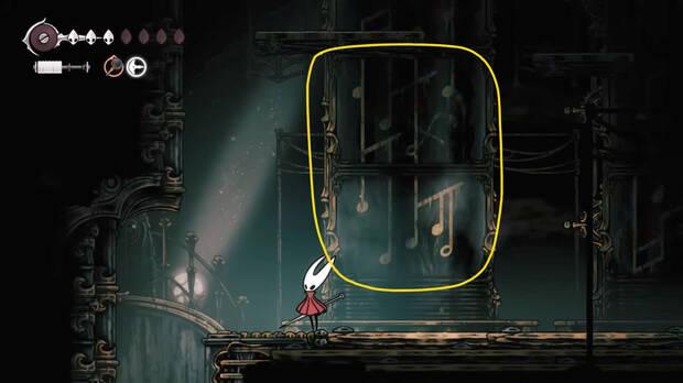 Hollow Knight Silksong - Solución de la mitad baja de la primera torre de la melodía de los Arquitectos