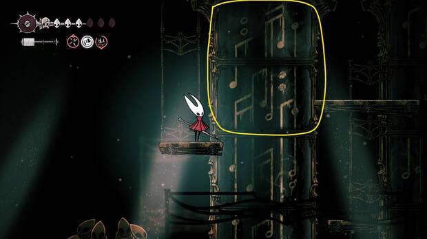 Hollow Knight Silksong - Solución de la mitad alta de la segunda torre de la melodía de los Arquitectos