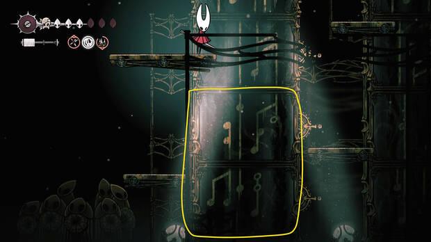 Hollow Knight Silksong - Solución de la mitad baja de la tercera torre de la melodía de los Arquitectos