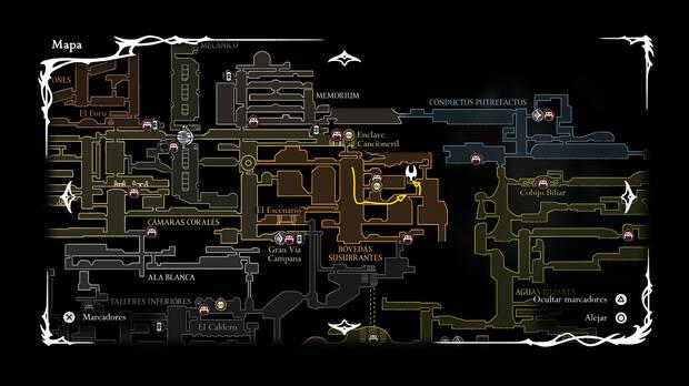 Hollow Knight Silksong - Ubicación en el mapa de Relicario de memorias 17