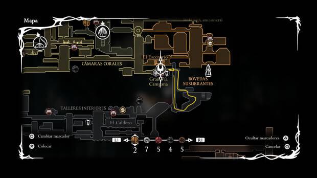 Hollow Knight Silksong - Ubicación en el mapa de Relicario de memorias 10