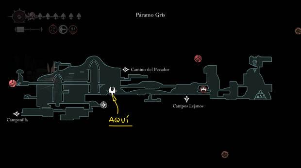 Hollow Knight Silksong - Ubicación en el mapa de Relicario de memorias 11