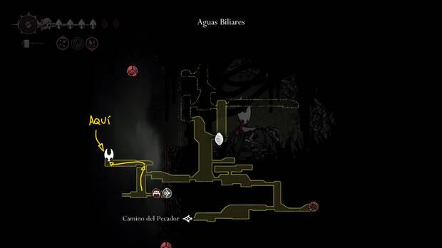 Hollow Knight Silksong - Ubicación en el mapa de Relicario de memorias 12