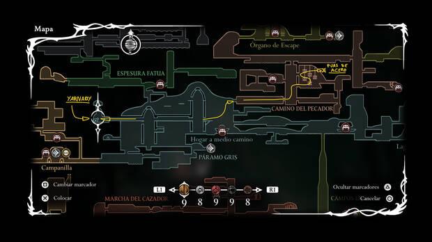 Hollow Knight Silksong - Localización en el mapa de la misión Extirpación de infestación y dónde conseguir púas de acero