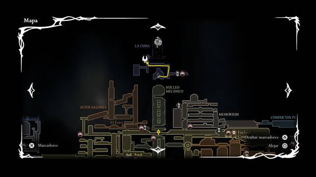 Hollow Knight Silksong - Ubicación del mapa de la Cuna