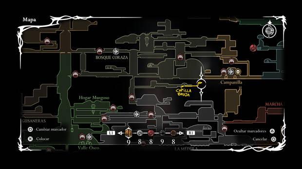 Hollow Knight Silksong - Ubicación en el mapa de la Efigie de Tejedora 03