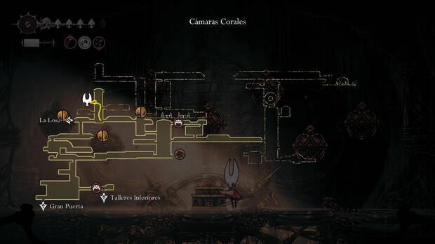 Hollow Knight Silksong - Ubicacin en el mapa donde est la Pieza de corazn de engranajes 01