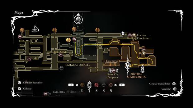 Hollow Knight Silksong - Ubicacin en el mapa donde est la Pieza de corazn de engranajes 02