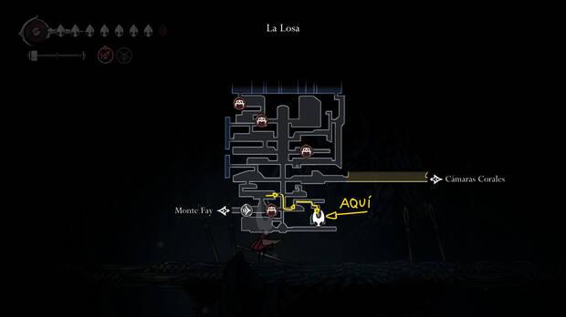 Hollow Knight Silksong - Localización en el mapa del jefe final Pecadora Original