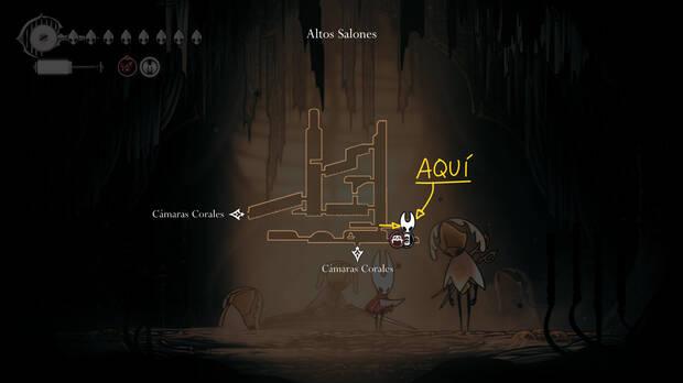 Hollow Knight Silksong - Localización en el mapa del jefe final Segundo Centinela