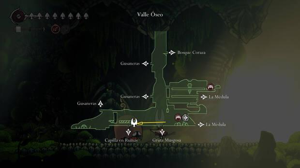 Hollow Knight Silksong - Localización en el mapa del alma de la Doncella para la misión Seda y alma