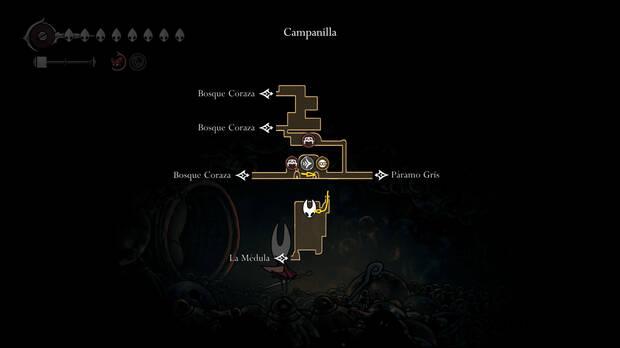 Hollow Knight Silksong - Localización en el mapa del alma del Ermitaño para la misión Seda y alma