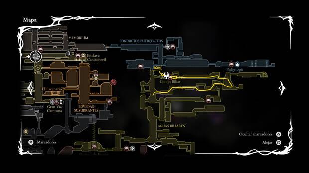 Hollow Knight Silksong - Localización en el mapa del alma del buscador para la misión Seda y alma