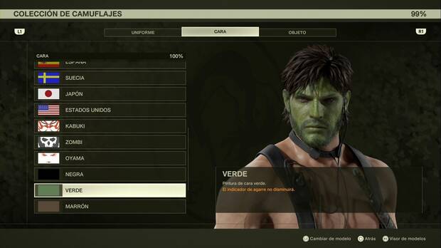 Metal Gear Solid Delta - Pinturas faciales, Verde