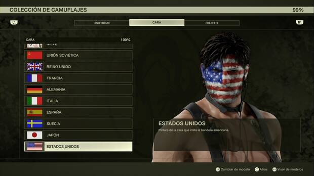 Metal Gear Solid Delta - Pinturas faciales, Estados Unidos