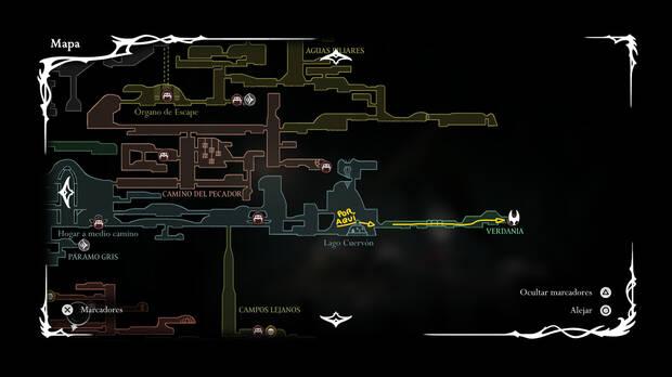 Hollow Knight Silksong - Ubicación del mapa de Verdania