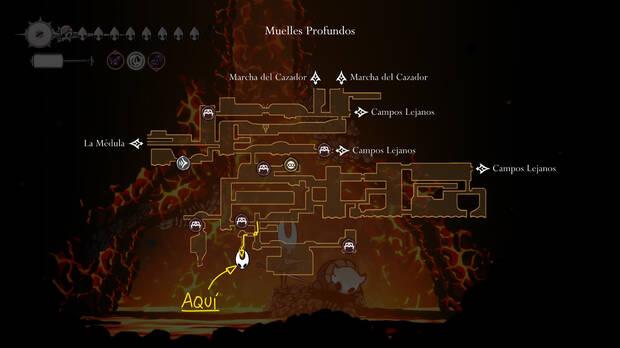 Hollow Knight Silksong - Ubicación en el mapa de Relicario de memorias 18