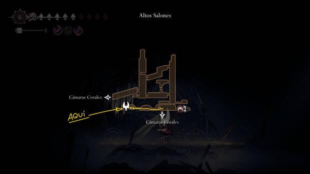 Hollow Knight Silksong - Ubicación en el mapa de Arpa rúnica 03