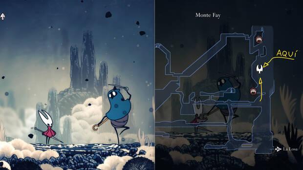 Hollow Knight Silksong - Localización en el mapa de la Alfilera en el Monte Fay en la misión Determinación fatal
