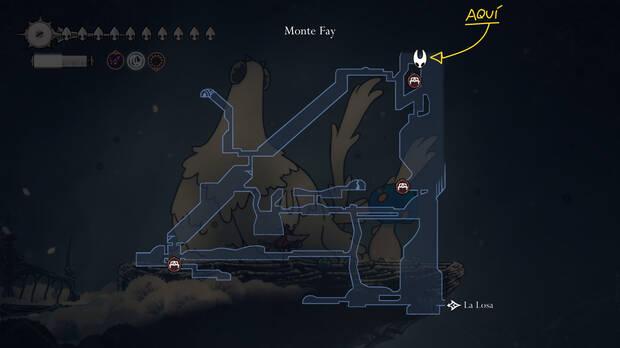 Hollow Knight Silksong - Localizacin en el mapa del Seor Seta en el acertijo 06 de la misin Cambio de era
