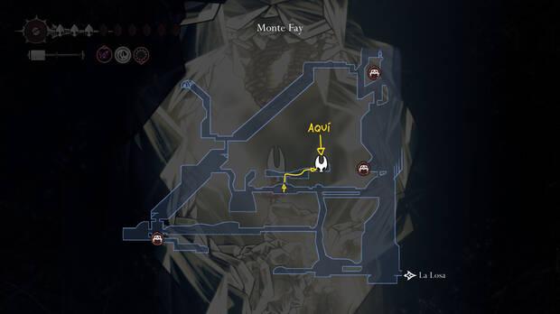 Hollow Knight Silksong - Localización del fragmento de máscara 19