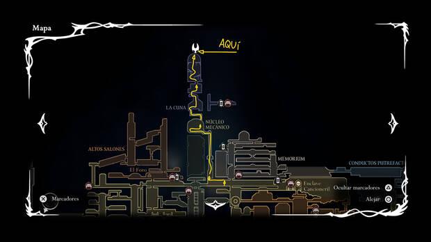 Hollow Knight Silksong - Localizacin en el mapa del Seor Seta en el acertijo 07 de la misin Cambio de era