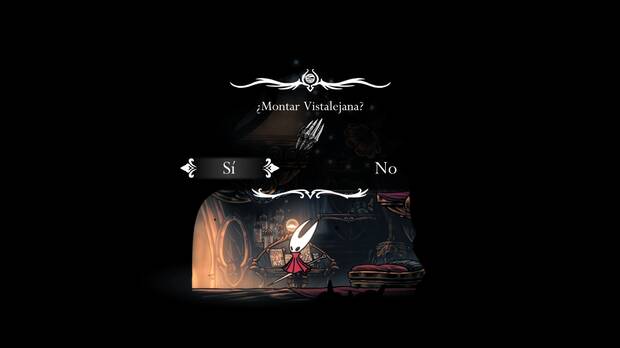 Hollow Knight Silksong - Montar el Vistalejana en la casa de Hornet para desbloquear el porcentaje de finalización