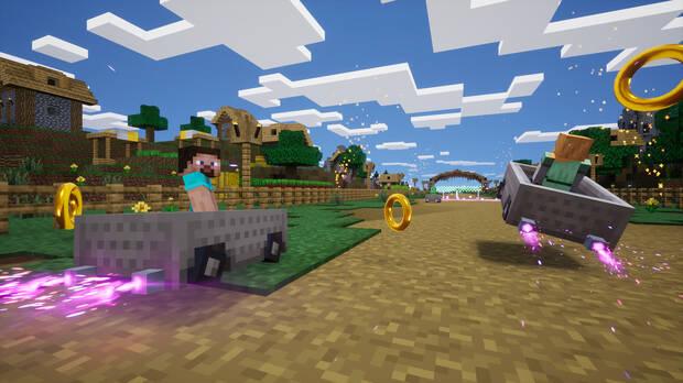 Minecraft en Sonic Racing Crossworlds