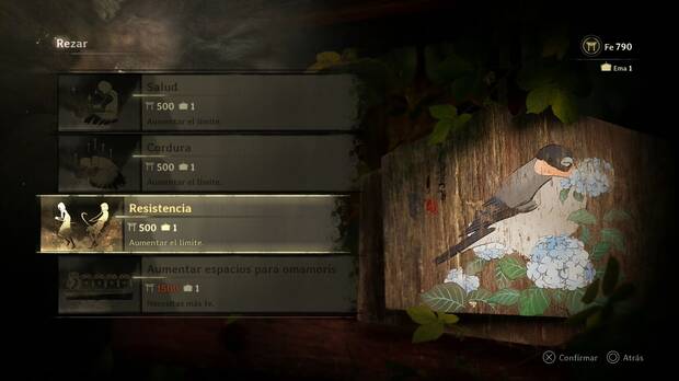 Silent Hill f - Mejoras de habilidad, menú de mejoras de habilidad