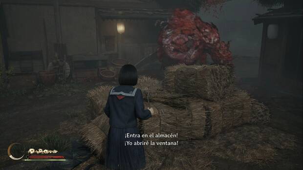 Silent Hill f - Ebisugaoka (II), Hinako usa unas balas de paja como obstáculo para evitar al monstruo